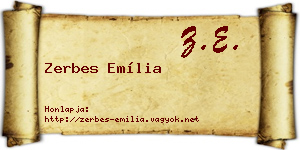 Zerbes Emília névjegykártya